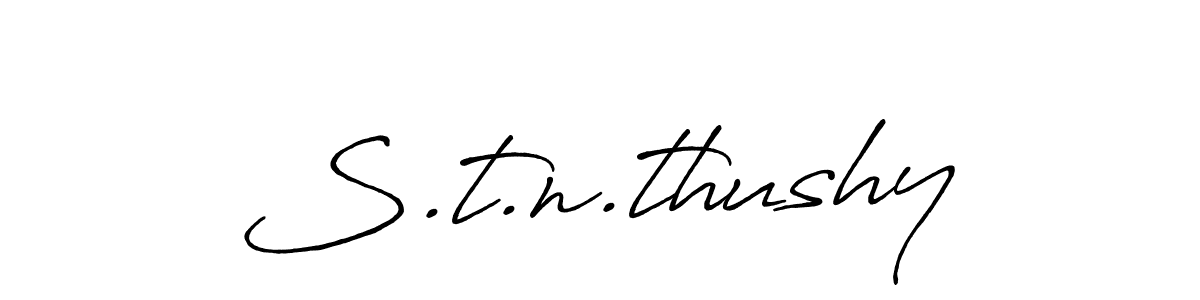 How to make S.t.n.thushy name signature. Use Antro_Vectra_Bolder style for creating short signs online. This is the latest handwritten sign. S.t.n.thushy signature style 7 images and pictures png