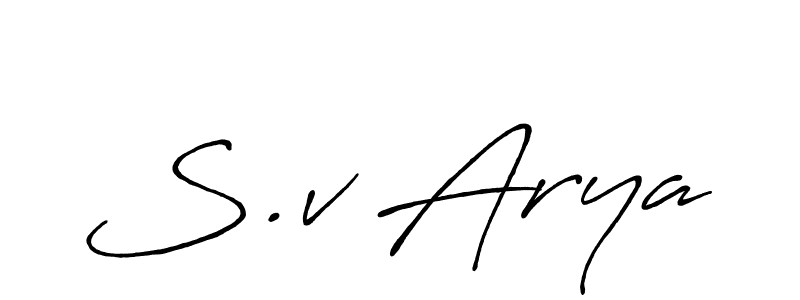 Also You can easily find your signature by using the search form. We will create S.v Arya name handwritten signature images for you free of cost using Antro_Vectra_Bolder sign style. S.v Arya signature style 7 images and pictures png