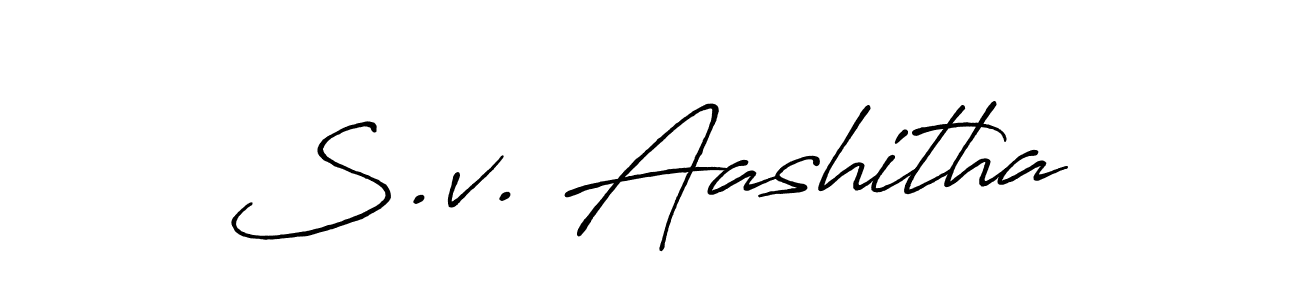 The best way (Antro_Vectra_Bolder) to make a short signature is to pick only two or three words in your name. The name S.v. Aashitha include a total of six letters. For converting this name. S.v. Aashitha signature style 7 images and pictures png