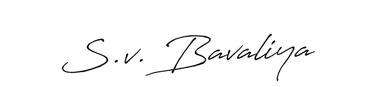 if you are searching for the best signature style for your name S.v. Bavaliya. so please give up your signature search. here we have designed multiple signature styles  using Antro_Vectra_Bolder. S.v. Bavaliya signature style 7 images and pictures png