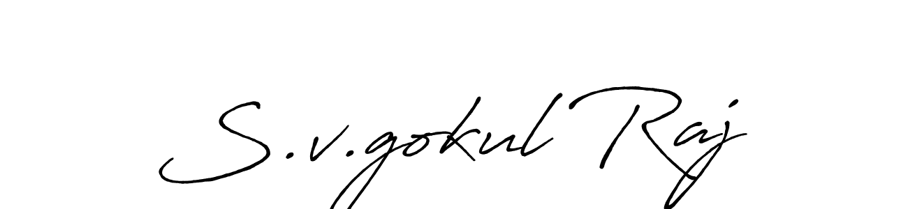 Make a beautiful signature design for name S.v.gokul Raj. With this signature (Antro_Vectra_Bolder) style, you can create a handwritten signature for free. S.v.gokul Raj signature style 7 images and pictures png