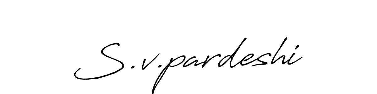 if you are searching for the best signature style for your name S.v.pardeshi. so please give up your signature search. here we have designed multiple signature styles  using Antro_Vectra_Bolder. S.v.pardeshi signature style 7 images and pictures png