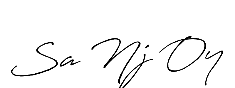 How to make Sa Nj Oy name signature. Use Antro_Vectra_Bolder style for creating short signs online. This is the latest handwritten sign. Sa Nj Oy signature style 7 images and pictures png