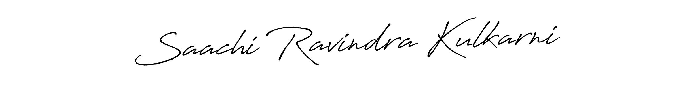 How to make Saachi Ravindra Kulkarni name signature. Use Antro_Vectra_Bolder style for creating short signs online. This is the latest handwritten sign. Saachi Ravindra Kulkarni signature style 7 images and pictures png