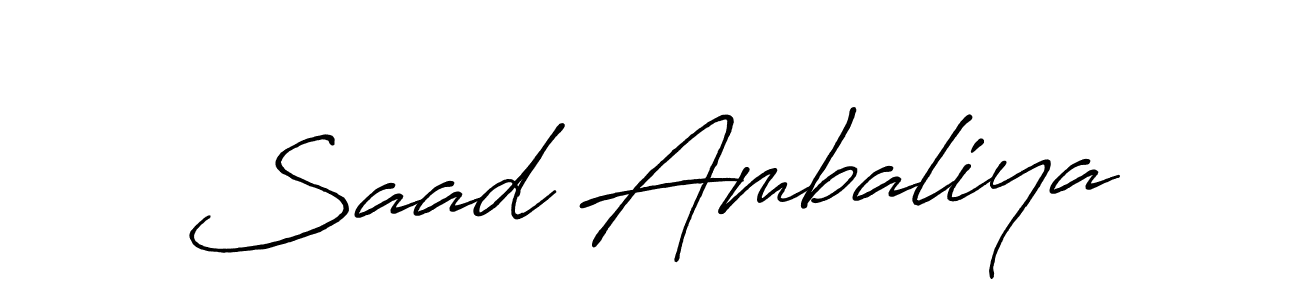 Create a beautiful signature design for name Saad Ambaliya. With this signature (Antro_Vectra_Bolder) fonts, you can make a handwritten signature for free. Saad Ambaliya signature style 7 images and pictures png