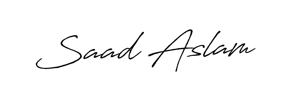 Also we have Saad Aslam name is the best signature style. Create professional handwritten signature collection using Antro_Vectra_Bolder autograph style. Saad Aslam signature style 7 images and pictures png