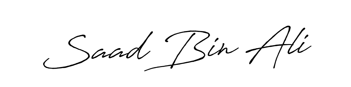 How to make Saad Bin Ali name signature. Use Antro_Vectra_Bolder style for creating short signs online. This is the latest handwritten sign. Saad Bin Ali signature style 7 images and pictures png