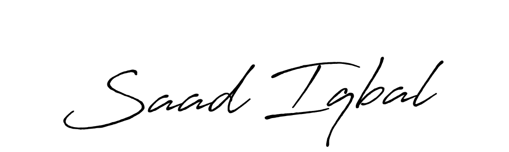 Make a beautiful signature design for name Saad Iqbal. With this signature (Antro_Vectra_Bolder) style, you can create a handwritten signature for free. Saad Iqbal signature style 7 images and pictures png