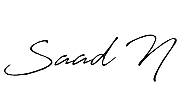 The best way (Antro_Vectra_Bolder) to make a short signature is to pick only two or three words in your name. The name Saad N include a total of six letters. For converting this name. Saad N signature style 7 images and pictures png