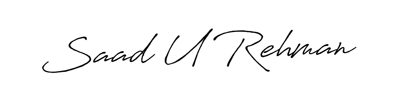 The best way (Antro_Vectra_Bolder) to make a short signature is to pick only two or three words in your name. The name Saad U Rehman include a total of six letters. For converting this name. Saad U Rehman signature style 7 images and pictures png