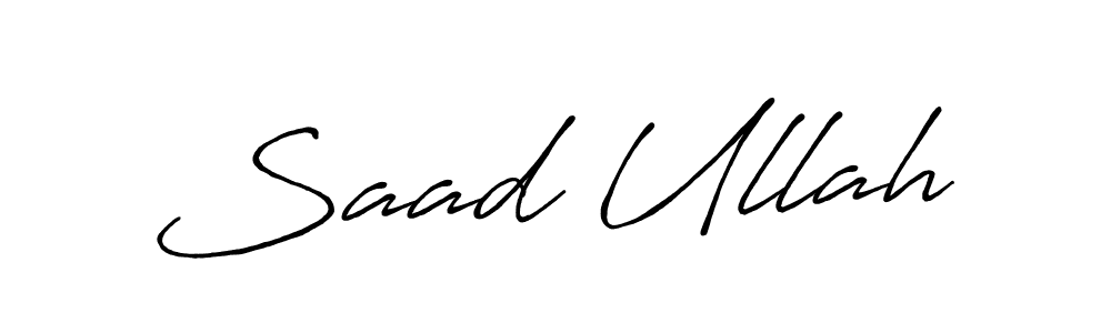 How to make Saad Ullah name signature. Use Antro_Vectra_Bolder style for creating short signs online. This is the latest handwritten sign. Saad Ullah signature style 7 images and pictures png