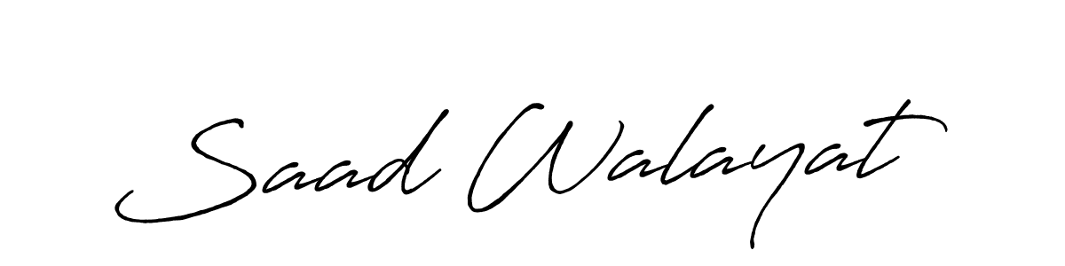 Make a beautiful signature design for name Saad Walayat. With this signature (Antro_Vectra_Bolder) style, you can create a handwritten signature for free. Saad Walayat signature style 7 images and pictures png