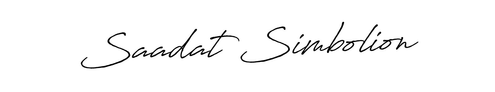 How to make Saadat Simbolion name signature. Use Antro_Vectra_Bolder style for creating short signs online. This is the latest handwritten sign. Saadat Simbolion signature style 7 images and pictures png
