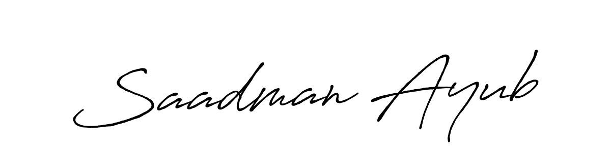 Saadman Ayub stylish signature style. Best Handwritten Sign (Antro_Vectra_Bolder) for my name. Handwritten Signature Collection Ideas for my name Saadman Ayub. Saadman Ayub signature style 7 images and pictures png