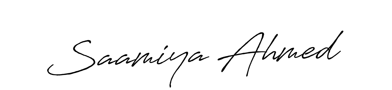 How to make Saamiya Ahmed signature? Antro_Vectra_Bolder is a professional autograph style. Create handwritten signature for Saamiya Ahmed name. Saamiya Ahmed signature style 7 images and pictures png