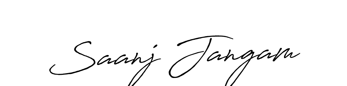if you are searching for the best signature style for your name Saanj Jangam. so please give up your signature search. here we have designed multiple signature styles  using Antro_Vectra_Bolder. Saanj Jangam signature style 7 images and pictures png