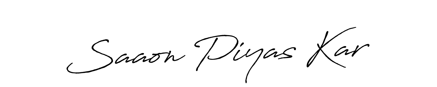 It looks lik you need a new signature style for name Saaon Piyas Kar. Design unique handwritten (Antro_Vectra_Bolder) signature with our free signature maker in just a few clicks. Saaon Piyas Kar signature style 7 images and pictures png