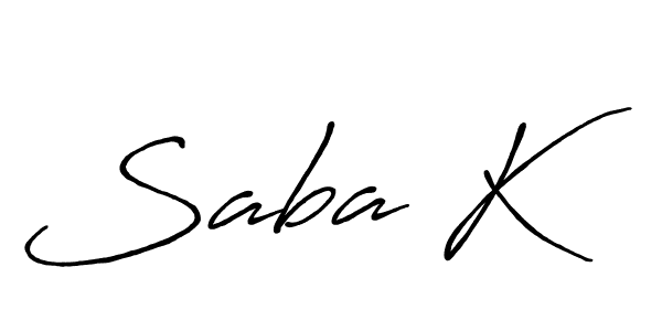 if you are searching for the best signature style for your name Saba K. so please give up your signature search. here we have designed multiple signature styles  using Antro_Vectra_Bolder. Saba K signature style 7 images and pictures png