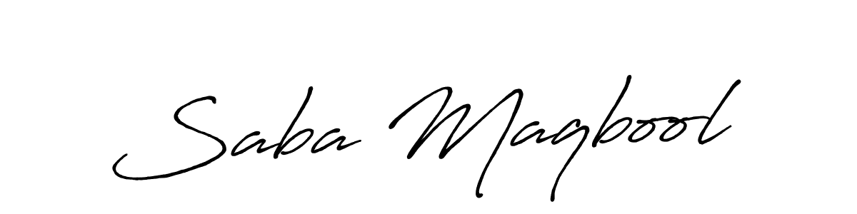 Design your own signature with our free online signature maker. With this signature software, you can create a handwritten (Antro_Vectra_Bolder) signature for name Saba Maqbool. Saba Maqbool signature style 7 images and pictures png