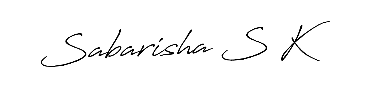 It looks lik you need a new signature style for name Sabarisha S K. Design unique handwritten (Antro_Vectra_Bolder) signature with our free signature maker in just a few clicks. Sabarisha S K signature style 7 images and pictures png