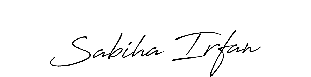 Make a beautiful signature design for name Sabiha Irfan. With this signature (Antro_Vectra_Bolder) style, you can create a handwritten signature for free. Sabiha Irfan signature style 7 images and pictures png