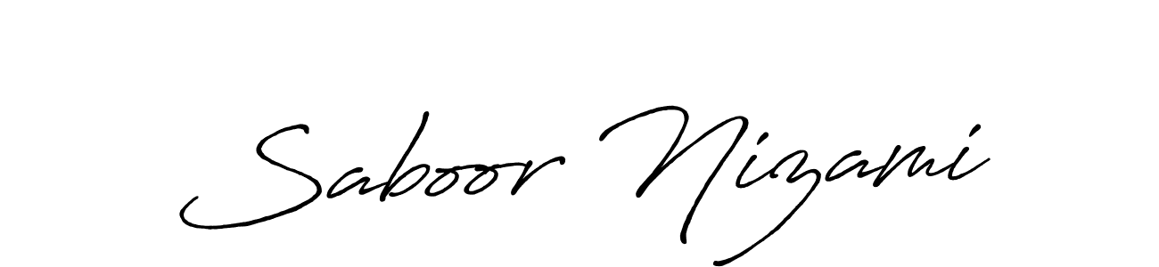 Use a signature maker to create a handwritten signature online. With this signature software, you can design (Antro_Vectra_Bolder) your own signature for name Saboor Nizami. Saboor Nizami signature style 7 images and pictures png