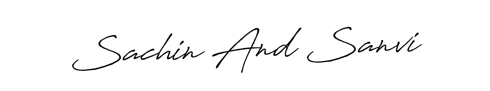The best way (Antro_Vectra_Bolder) to make a short signature is to pick only two or three words in your name. The name Sachin And Sanvi include a total of six letters. For converting this name. Sachin And Sanvi signature style 7 images and pictures png