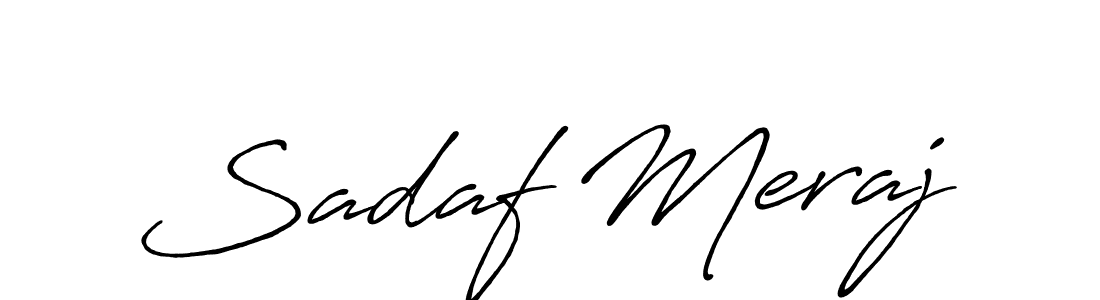 How to make Sadaf Meraj name signature. Use Antro_Vectra_Bolder style for creating short signs online. This is the latest handwritten sign. Sadaf Meraj signature style 7 images and pictures png