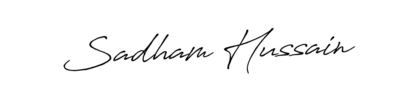 Make a short Sadham Hussain signature style. Manage your documents anywhere anytime using Antro_Vectra_Bolder. Create and add eSignatures, submit forms, share and send files easily. Sadham Hussain signature style 7 images and pictures png