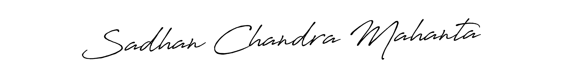 How to make Sadhan Chandra Mahanta name signature. Use Antro_Vectra_Bolder style for creating short signs online. This is the latest handwritten sign. Sadhan Chandra Mahanta signature style 7 images and pictures png
