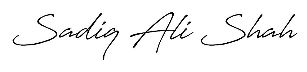 A classic penmanship look for Sadiq Ali Shah. The Antro_Vectra_Bolder font brings timeless elegance and confidence to every signed document. Sadiq Ali Shah signature style 7 images and pictures png