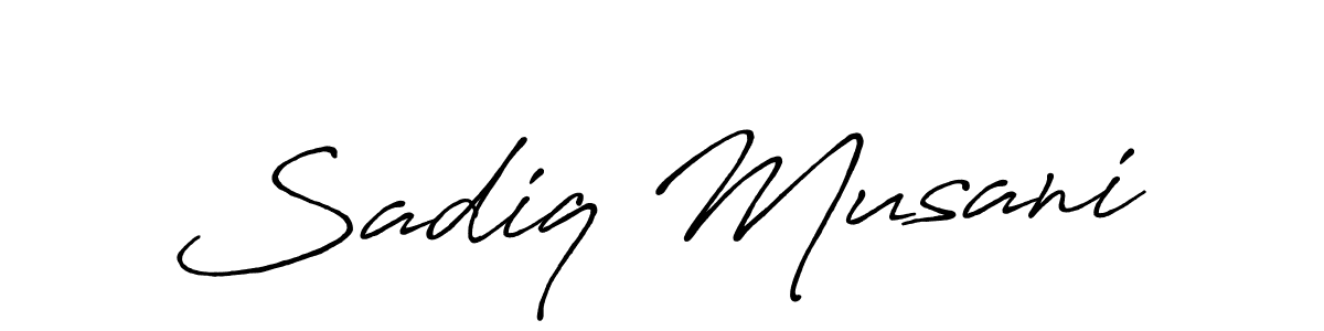 Use a signature maker to create a handwritten signature online. With this signature software, you can design (Antro_Vectra_Bolder) your own signature for name Sadiq Musani. Sadiq Musani signature style 7 images and pictures png