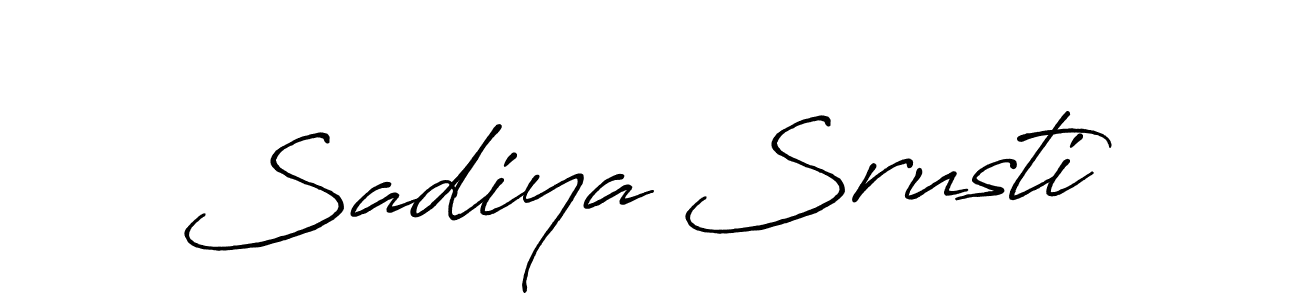 Make a beautiful signature design for name Sadiya Srusti. With this signature (Antro_Vectra_Bolder) style, you can create a handwritten signature for free. Sadiya Srusti signature style 7 images and pictures png