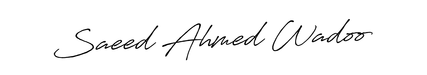 How to make Saeed Ahmed Wadoo name signature. Use Antro_Vectra_Bolder style for creating short signs online. This is the latest handwritten sign. Saeed Ahmed Wadoo signature style 7 images and pictures png