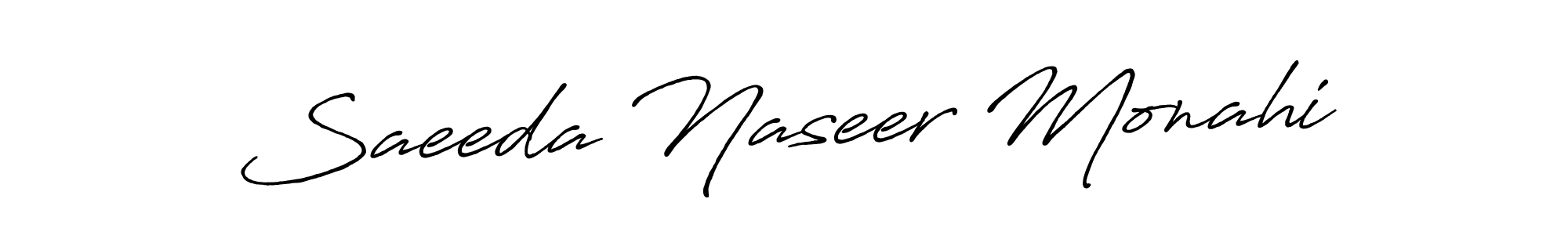 The best way (Antro_Vectra_Bolder) to make a short signature is to pick only two or three words in your name. The name Saeeda Naseer Monahi include a total of six letters. For converting this name. Saeeda Naseer Monahi signature style 7 images and pictures png