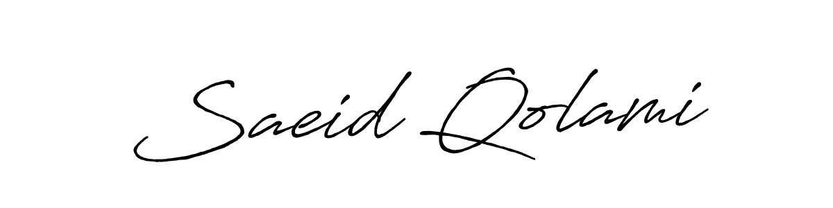 Make a beautiful signature design for name Saeid Qolami. With this signature (Antro_Vectra_Bolder) style, you can create a handwritten signature for free. Saeid Qolami signature style 7 images and pictures png