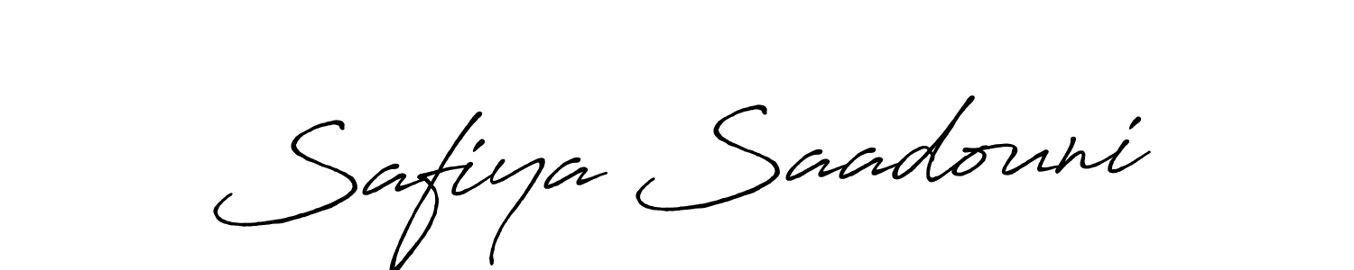 Make a beautiful signature design for name Safiya Saadouni. With this signature (Antro_Vectra_Bolder) style, you can create a handwritten signature for free. Safiya Saadouni signature style 7 images and pictures png