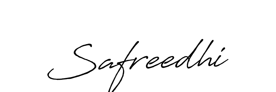 Use a signature maker to create a handwritten signature online. With this signature software, you can design (Antro_Vectra_Bolder) your own signature for name Safreedhi. Safreedhi signature style 7 images and pictures png
