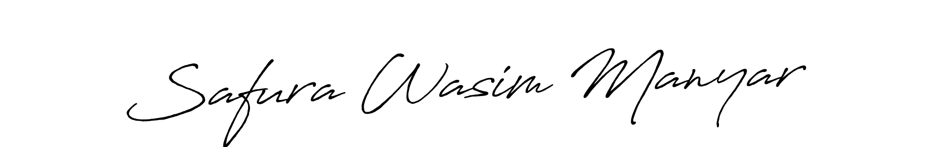 Create a beautiful signature design for name Safura Wasim Manyar. With this signature (Antro_Vectra_Bolder) fonts, you can make a handwritten signature for free. Safura Wasim Manyar signature style 7 images and pictures png