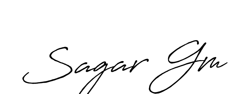 Sagar Gm stylish signature style. Best Handwritten Sign (Antro_Vectra_Bolder) for my name. Handwritten Signature Collection Ideas for my name Sagar Gm. Sagar Gm signature style 7 images and pictures png