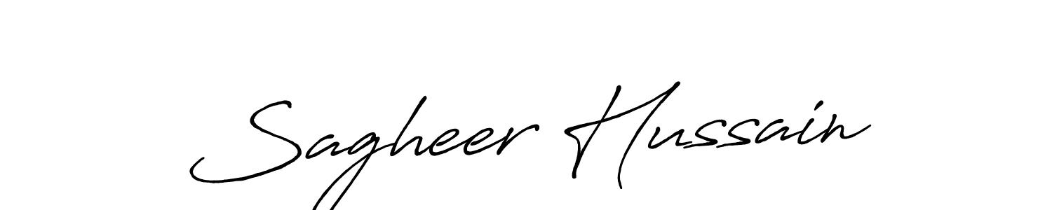 Make a beautiful signature design for name Sagheer Hussain. With this signature (Antro_Vectra_Bolder) style, you can create a handwritten signature for free. Sagheer Hussain signature style 7 images and pictures png