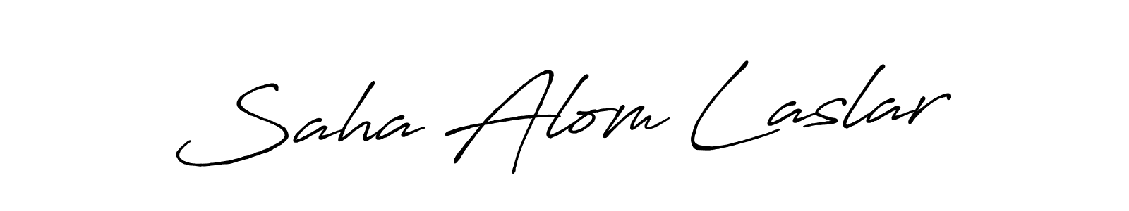 How to make Saha Alom Laslar name signature. Use Antro_Vectra_Bolder style for creating short signs online. This is the latest handwritten sign. Saha Alom Laslar signature style 7 images and pictures png