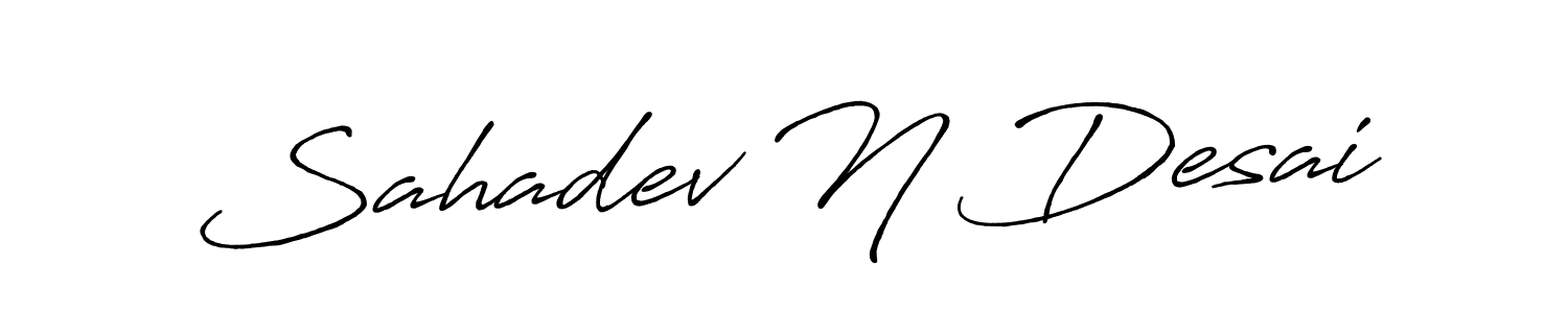 Use a signature maker to create a handwritten signature online. With this signature software, you can design (Antro_Vectra_Bolder) your own signature for name Sahadev N Desai. Sahadev N Desai signature style 7 images and pictures png