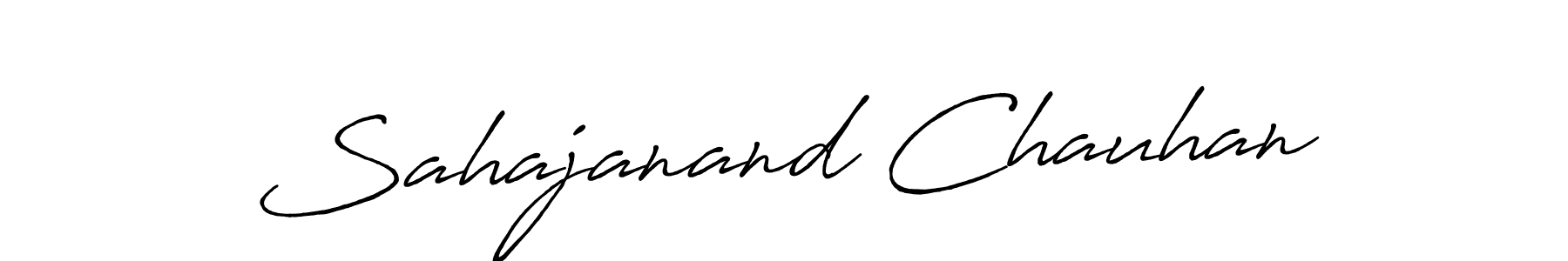 How to make Sahajanand Chauhan name signature. Use Antro_Vectra_Bolder style for creating short signs online. This is the latest handwritten sign. Sahajanand Chauhan signature style 7 images and pictures png