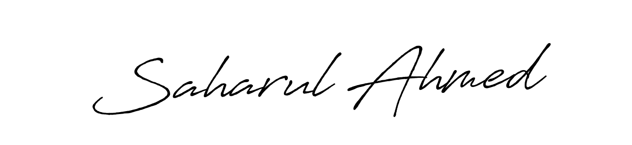 How to make Saharul Ahmed name signature. Use Antro_Vectra_Bolder style for creating short signs online. This is the latest handwritten sign. Saharul Ahmed signature style 7 images and pictures png