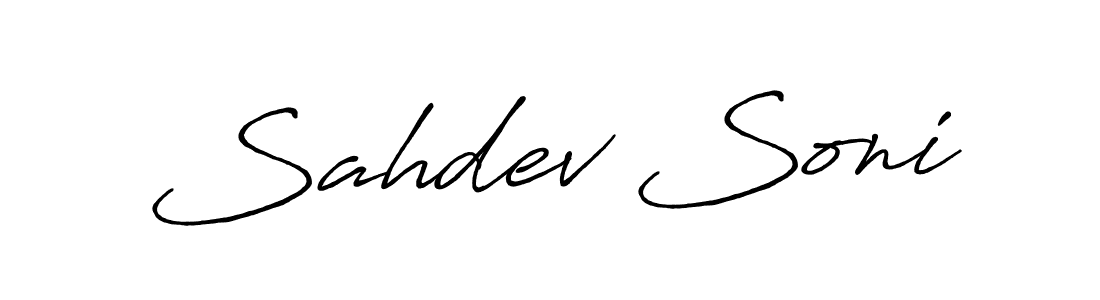 Use a signature maker to create a handwritten signature online. With this signature software, you can design (Antro_Vectra_Bolder) your own signature for name Sahdev Soni. Sahdev Soni signature style 7 images and pictures png