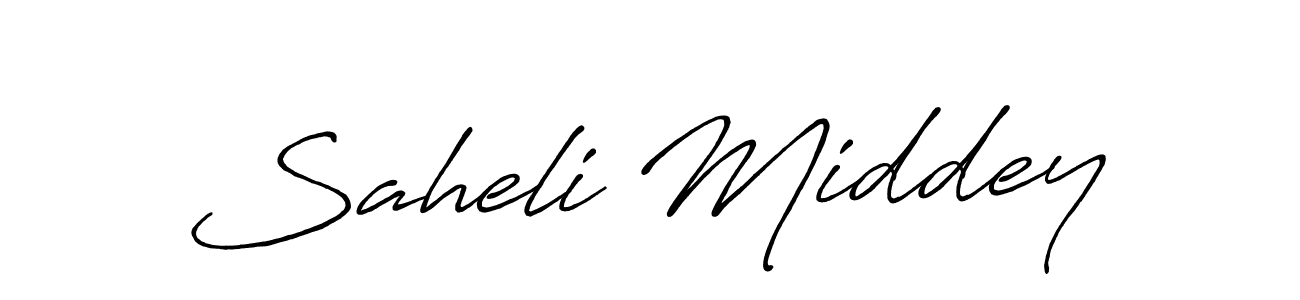 How to make Saheli Middey signature? Antro_Vectra_Bolder is a professional autograph style. Create handwritten signature for Saheli Middey name. Saheli Middey signature style 7 images and pictures png