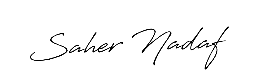 Use a signature maker to create a handwritten signature online. With this signature software, you can design (Antro_Vectra_Bolder) your own signature for name Saher Nadaf. Saher Nadaf signature style 7 images and pictures png