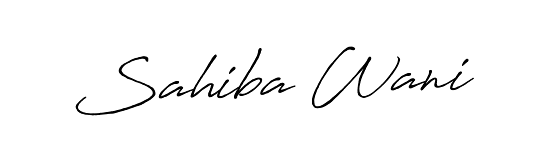 You should practise on your own different ways (Antro_Vectra_Bolder) to write your name (Sahiba Wani) in signature. don't let someone else do it for you. Sahiba Wani signature style 7 images and pictures png