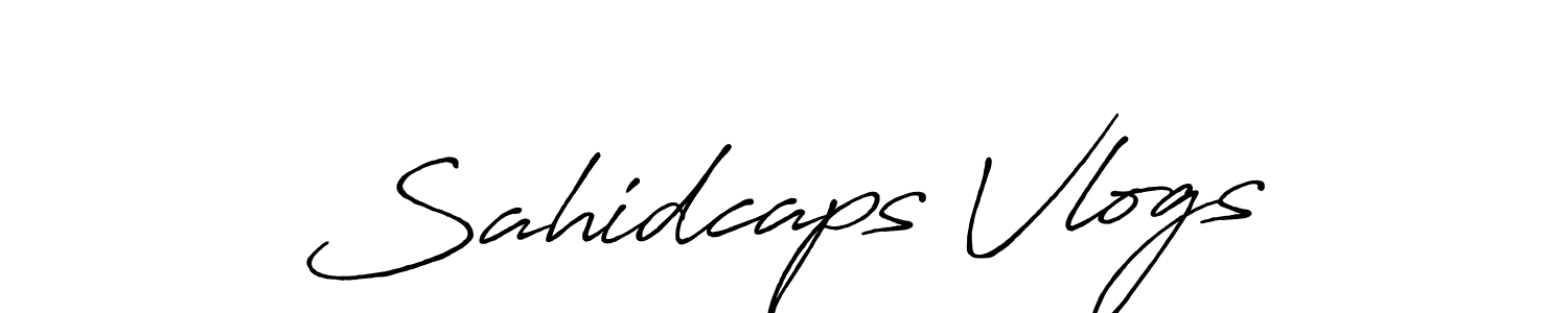 Use a signature maker to create a handwritten signature online. With this signature software, you can design (Antro_Vectra_Bolder) your own signature for name Sahidcaps Vlogs. Sahidcaps Vlogs signature style 7 images and pictures png